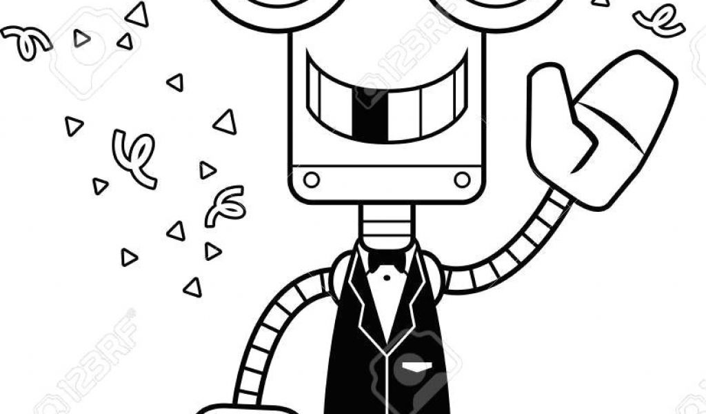 1024x600 Drawing Cartoon Robots A Cartoon Party Robot Looking Silly Royalty
