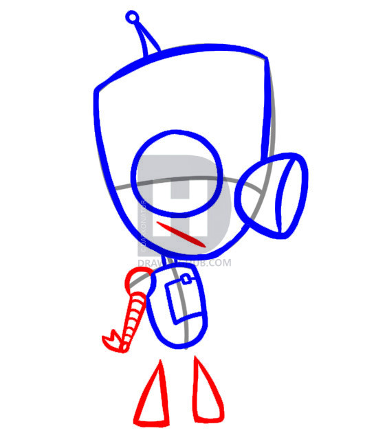 544x633 How To Draw Robot Gir, Step