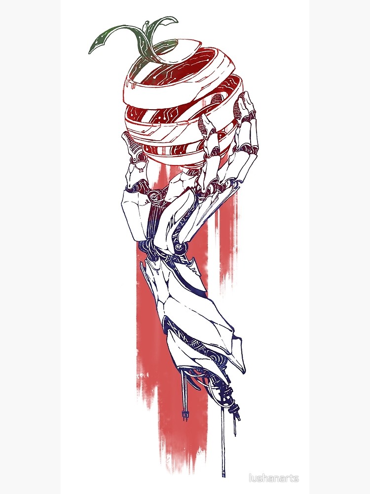 750x1000 Robot Hand And Apple Canvas Print