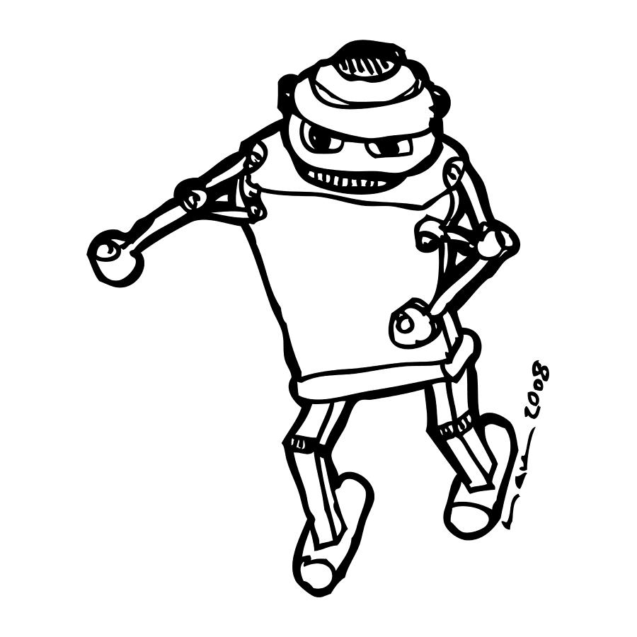 900x900 Boxing Robot Drawing