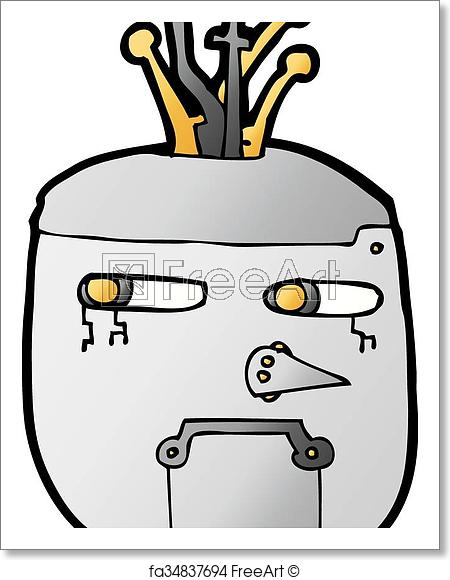 450x580 Free Art Print Of Cartoon Robot Head Freeart