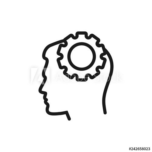 500x500 Human Head With Cogwheel Inside Linear Icon Artificial