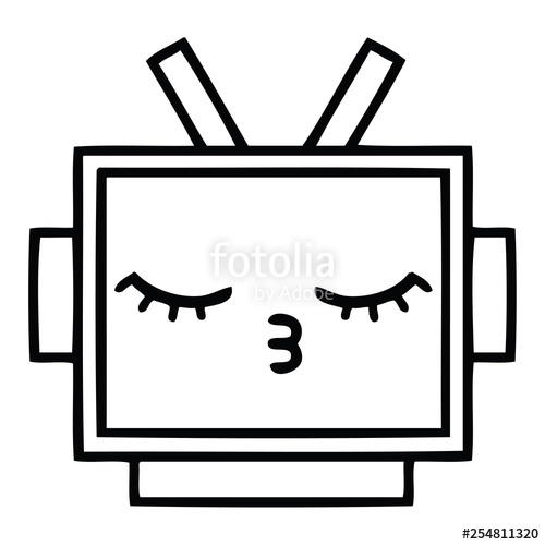 500x500 Line Drawing Cartoon Robot Head Stock Image And Royalty Free