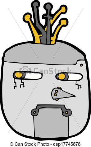 293x470 Cartoon Robot Head Vectors Illustration