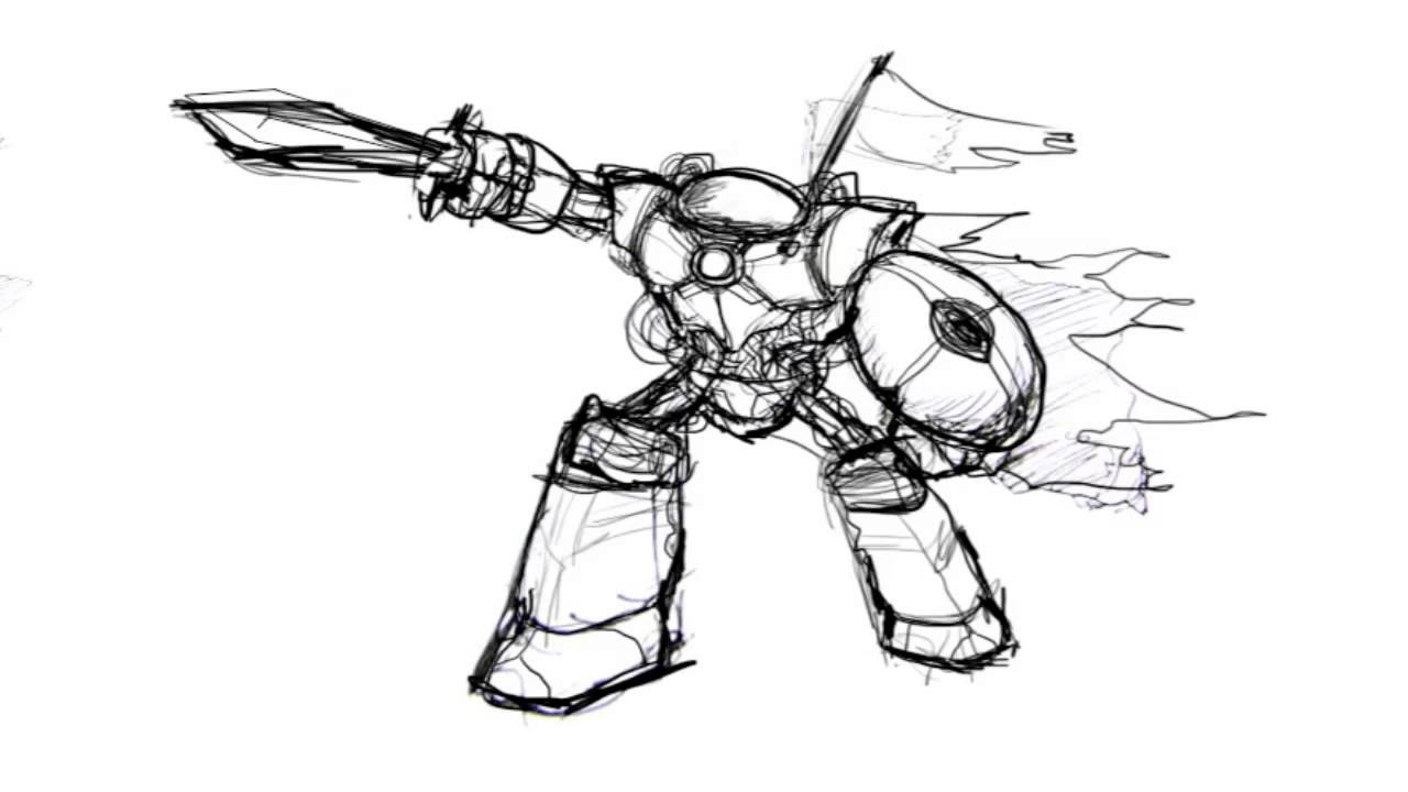 1280x720 Create Line Art For A Medieval Robot Character Illustration