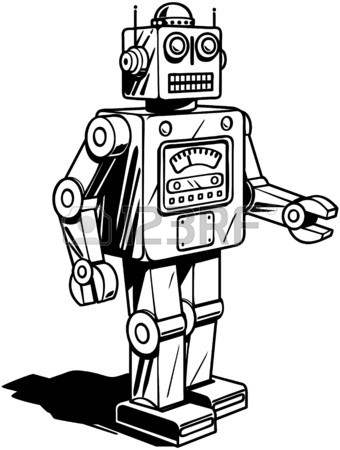 340x450 Robot Clipart Line Drawing