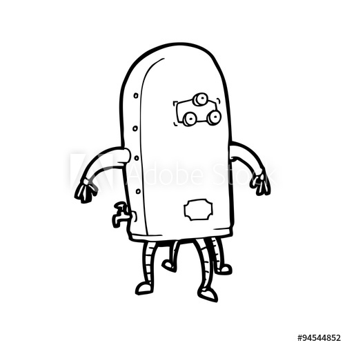 500x500 Line Drawing Cartoon Funny Robot