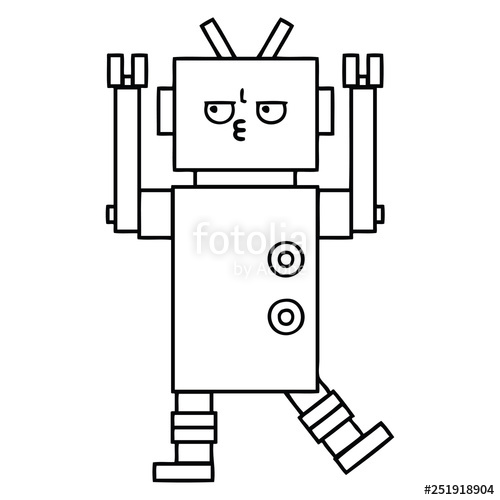 500x500 Line Drawing Cartoon Robot Stock Image And Royalty Free Vector