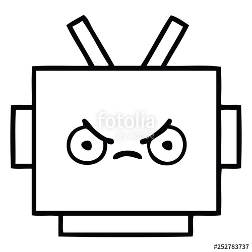 500x500 Line Drawing Cartoon Robot Head Stock Image And Royalty Free
