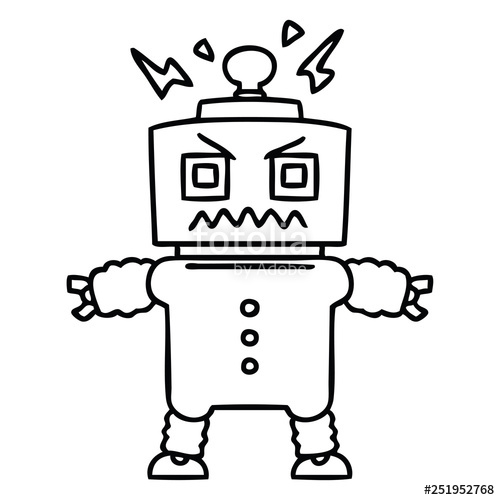 500x500 Quirky Line Drawing Cartoon Robot Stock Image And Royalty Free