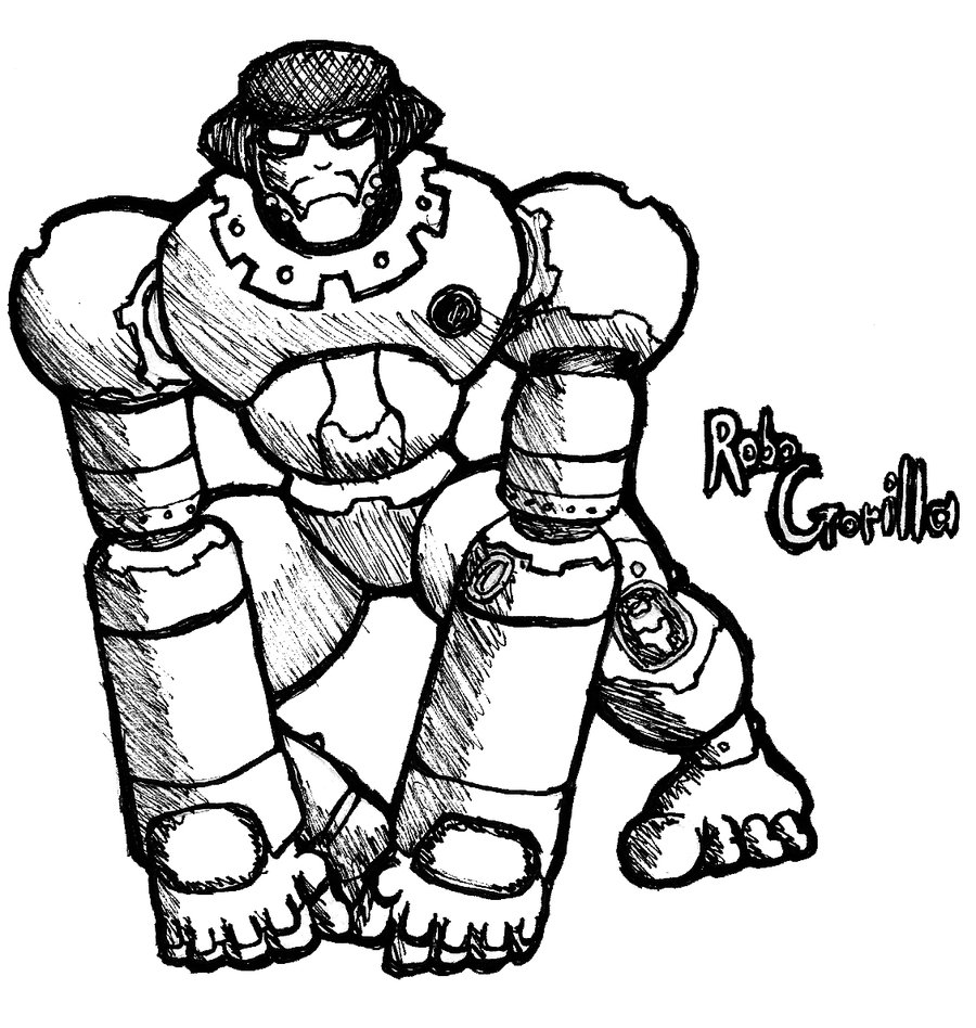 900x948 Robot Drawing Gorilla For Free Download