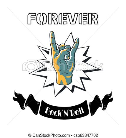 428x470 Rock And Roll Forever Proclaiming Symbol Poster Rock And Roll