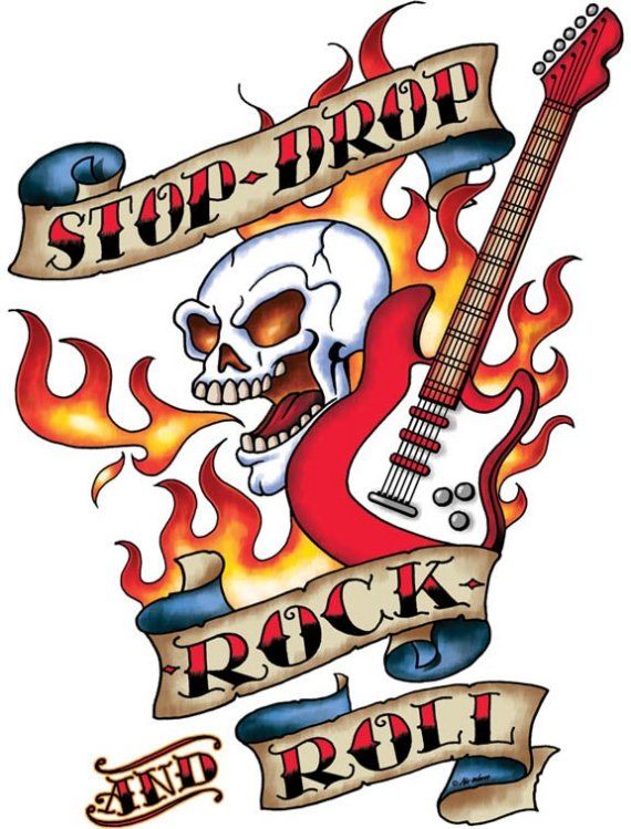 570x749 Rock N Roll Skull And Guitar Tattoo Art Design