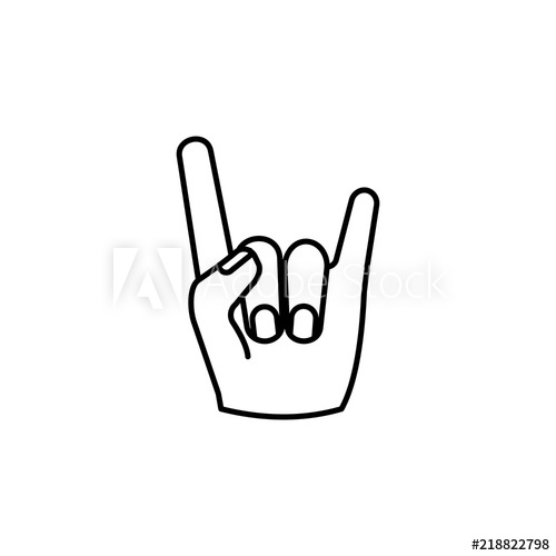 500x500 Rock And Roll Hand Sign Vector Sketch Icon Isolated Hand Drawn
