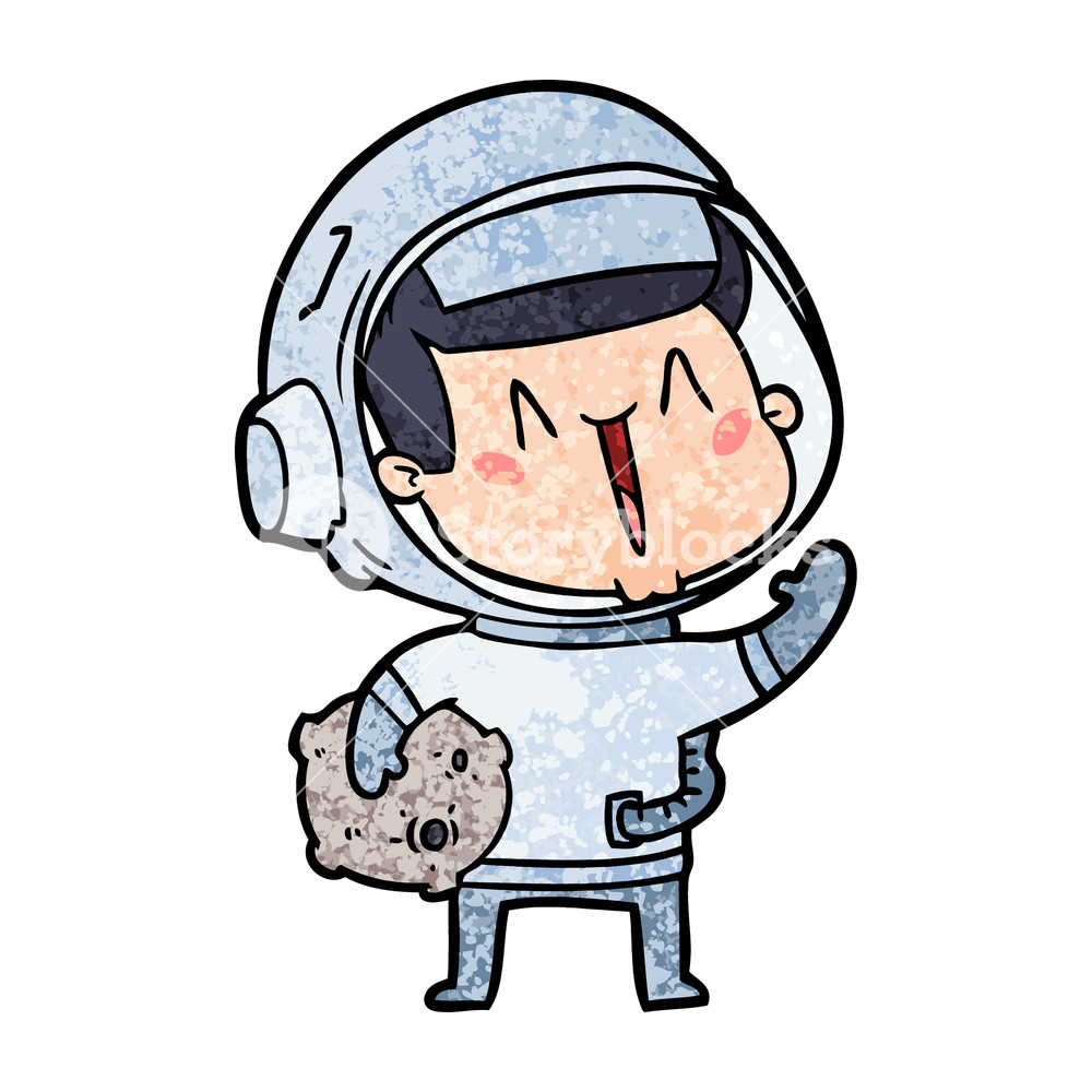 1000x1000 Happy Cartoon Astronaut With Moon Rock Royalty Free Stock Image