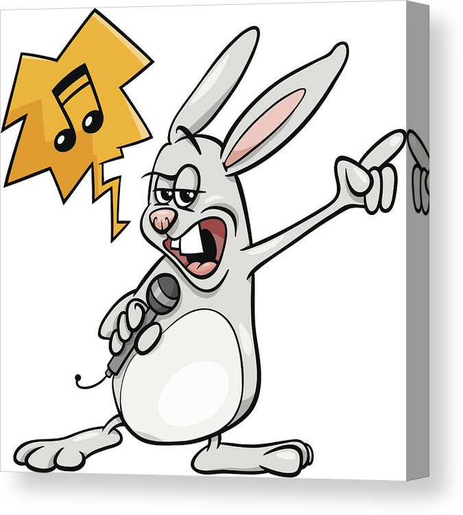 675x750 Bunny Singing Rock Cartoon Illustration Canvas Print Canvas Art