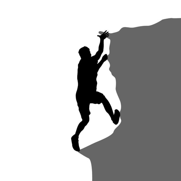 600x600 Black Silhouette Rock Climber On White Background Art Print