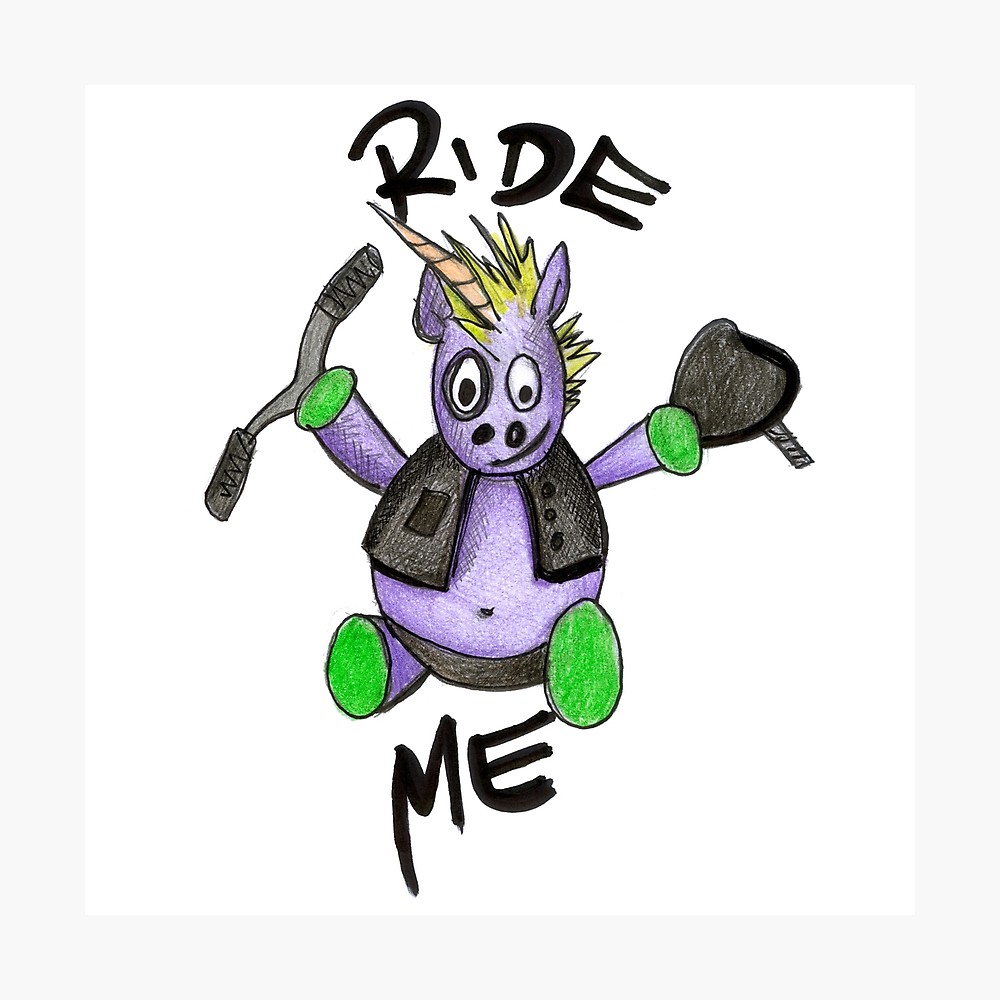 1000x1000 Ride Me Rock N Roll Unicorn Party Gift Art Drawing Photographic