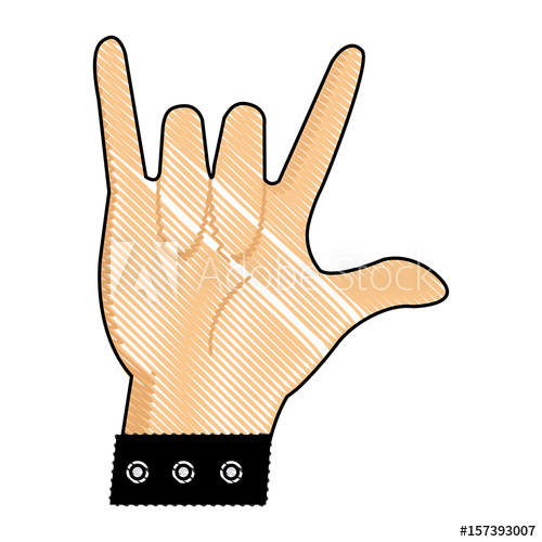 500x500 Drawing Hand Man With Bracelet Rock N Roll Gesture Vector