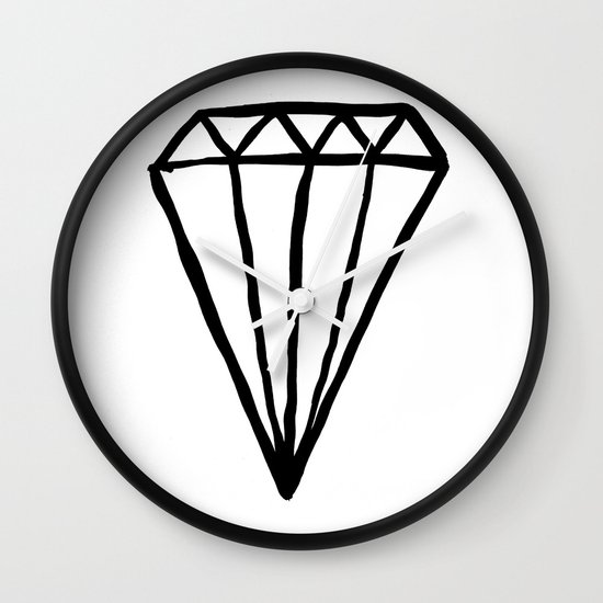 550x550 Big Modern Diamond Bling Simple Black And White Wall Clock