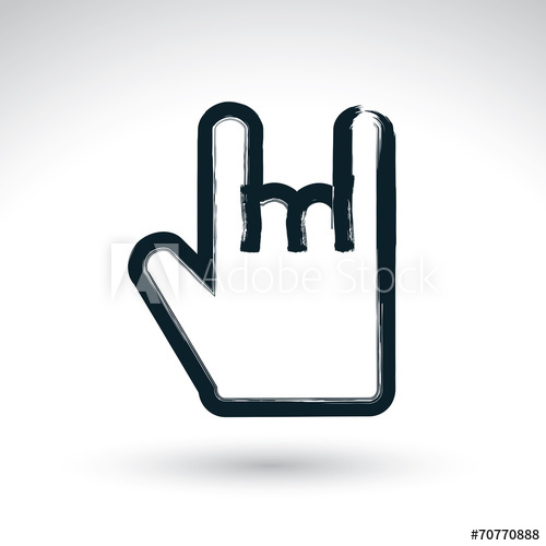 500x500 Brush Drawing Love Rock Simple Vector Icon, Hand Painted Rocker