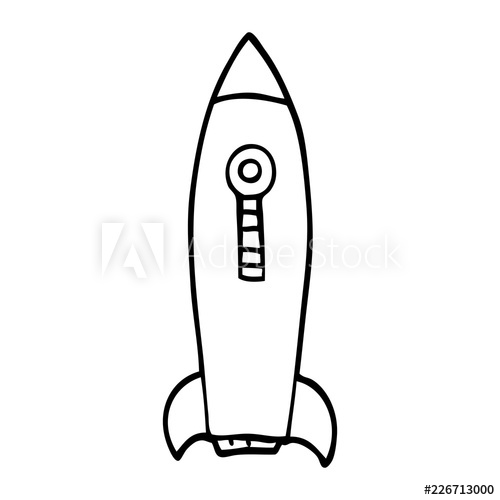 500x500 Line Drawing Cartoon Space Rocket