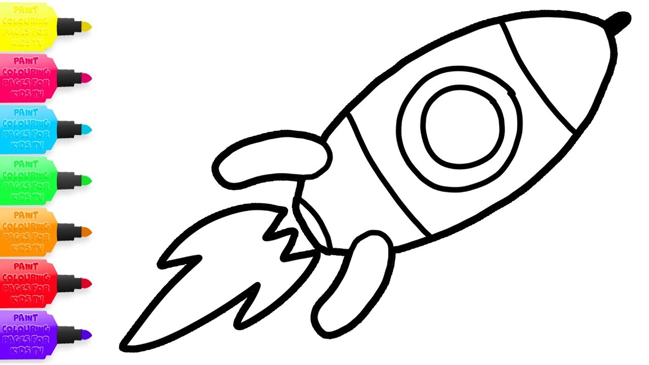 1280x720 Rocket And Space Children's Coloring And Drawing With Sparkling