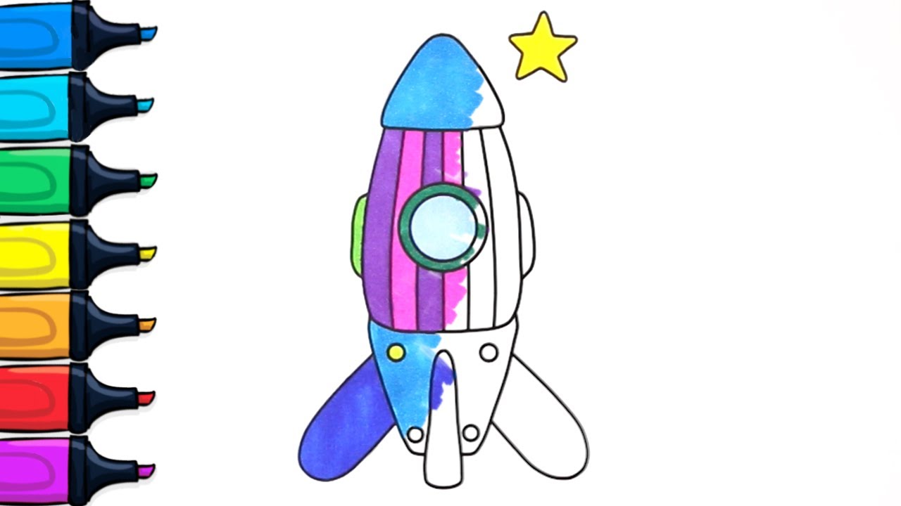 1280x720 How To Draw And Color Space Rocket Color And Draw For Children