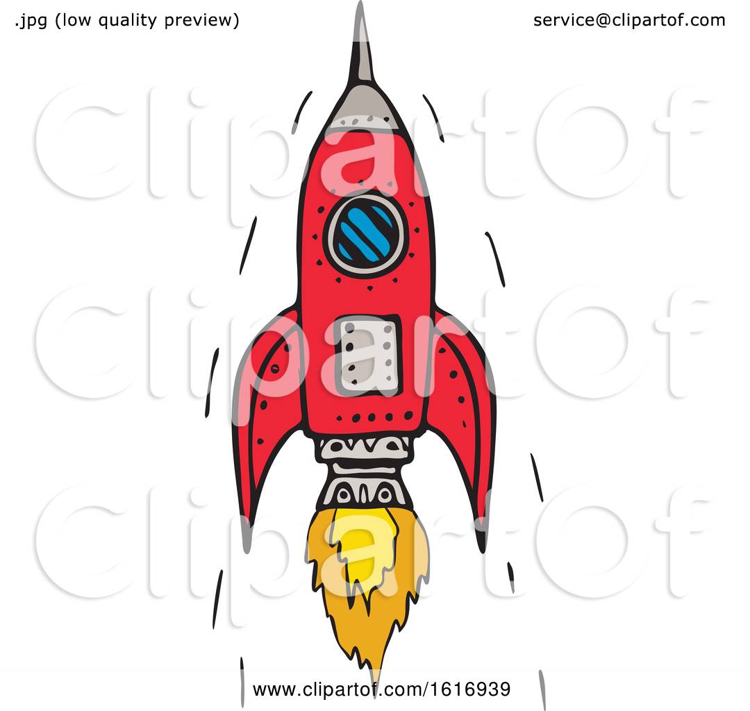 1080x1024 Vintage Rocket Ship Blasting Off Drawing