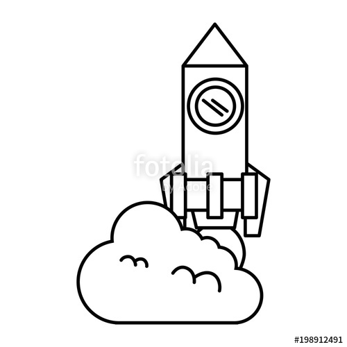 500x500 Rocket Launcher With Cloud Vector Illustration Design Stock Image