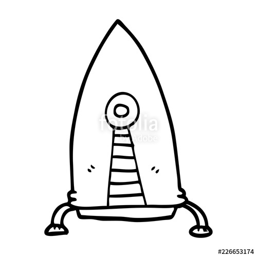 500x500 Line Drawing Cartoon Space Rocket Stock Image And Royalty Free