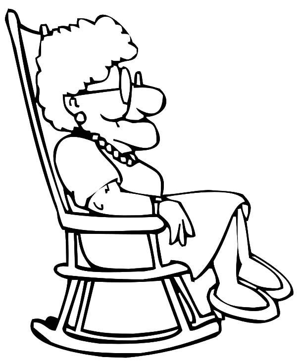 600x732 Grandmother Sitting On Rocking Chair Coloring Pages Color Luna