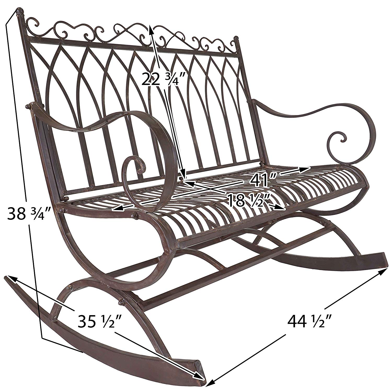 1500x1500 Titan Outdoor Metal Rocking Bench Chair Porch Patio