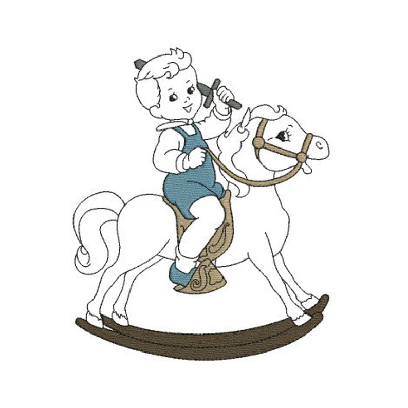 794x794 Embroidery Design Machine Vintage Child On A Rocking Horse Etsy