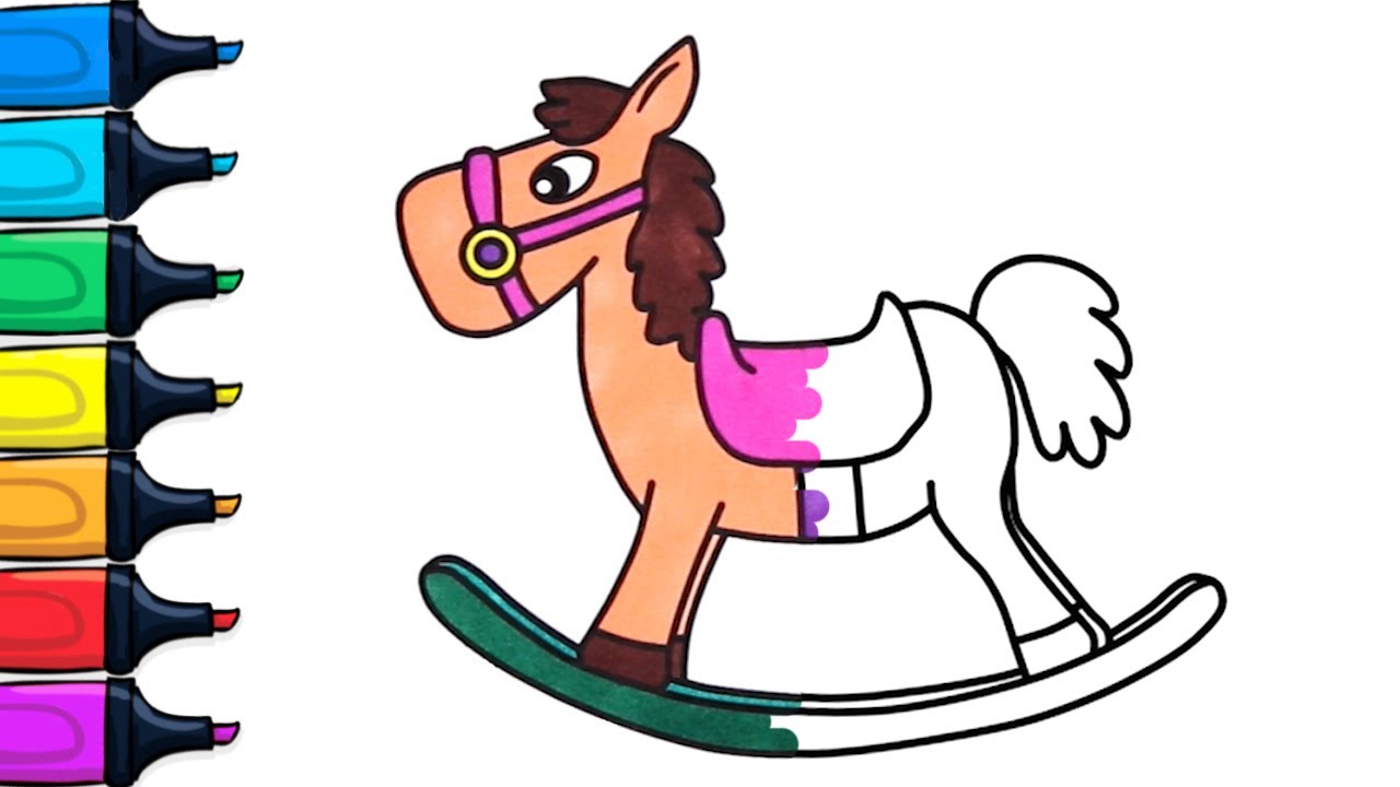 1280x720 How To Draw And Color Rocking Horse Color And Draw For Children