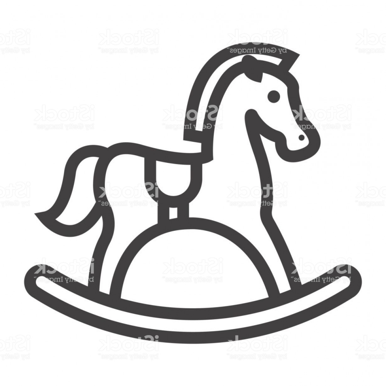 1228x1228 Rocking Horse Line Icon Wooden Toy Vector Graphics A Linear
