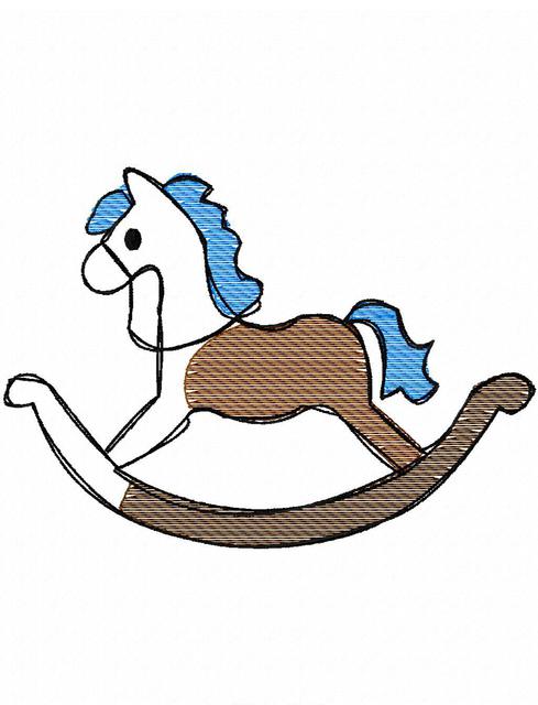 489x640 Sketch Rocking Horse Embroidery Design Jazzy Zebra Designs
