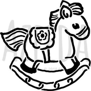 300x300 'rocking Horse' Wall Stencil Template