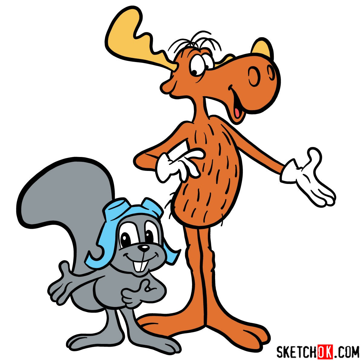 1200x1200 How To Draw Rocky And Bullwinkle Together