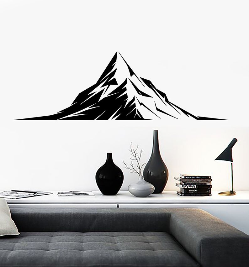 794x852 Wall Vinyl Decal Mountains View Nature Rocky Landscape Hand Etsy