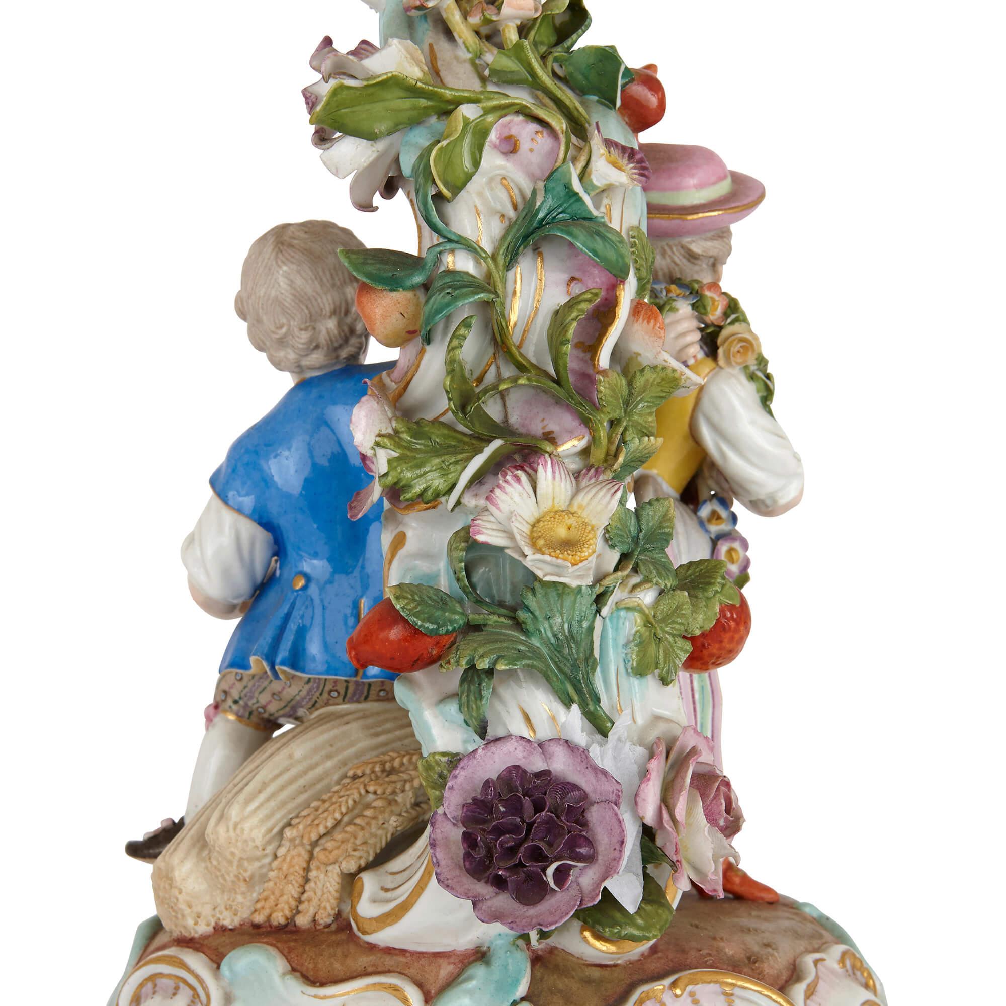 2000x2000 german rococo style three piece porcelain clock set