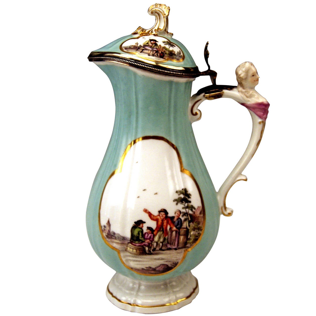 1280x1280 meissen lidded coffee pot rococo period, made circa for sale