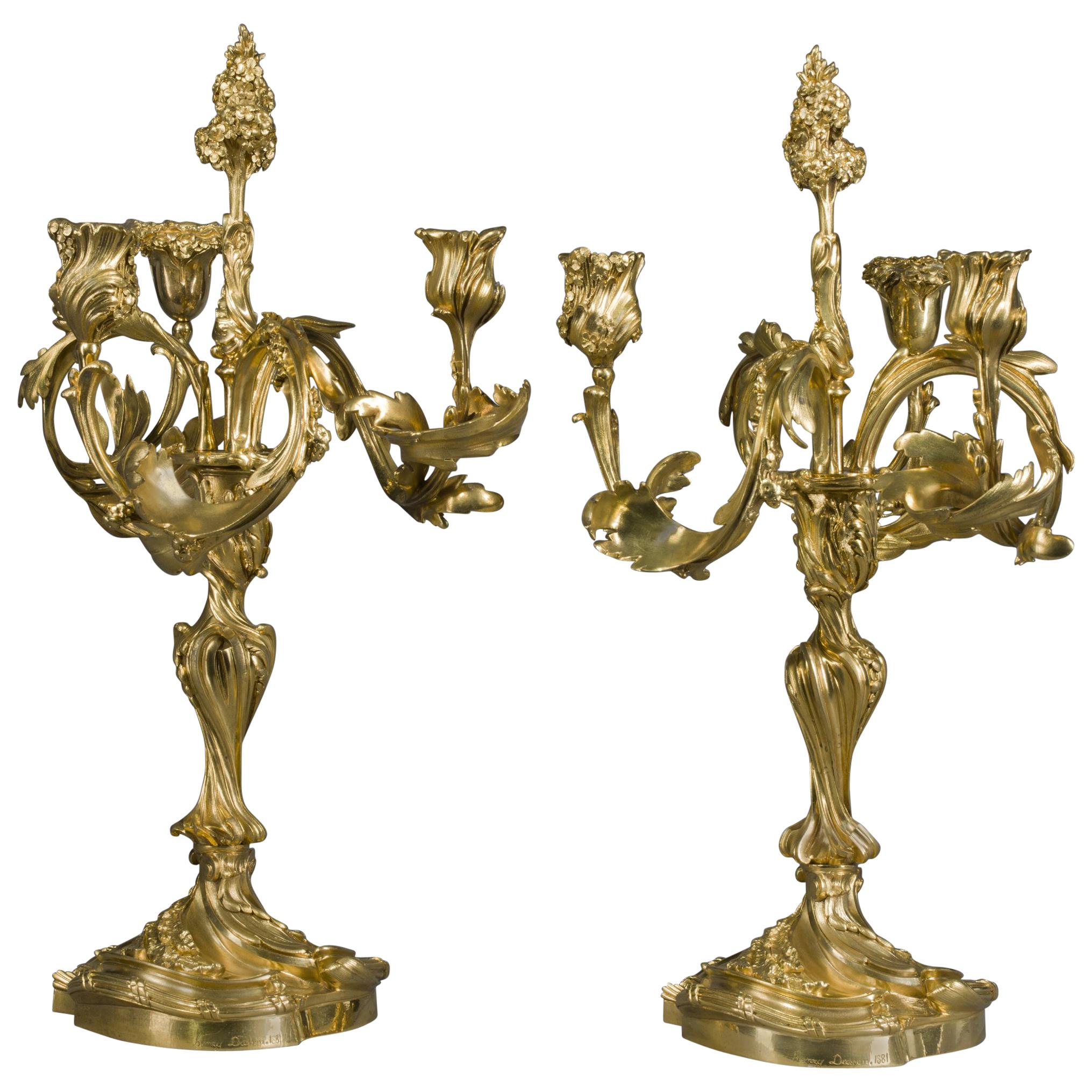 2031x2031 pair of rococo revival three light candelabra