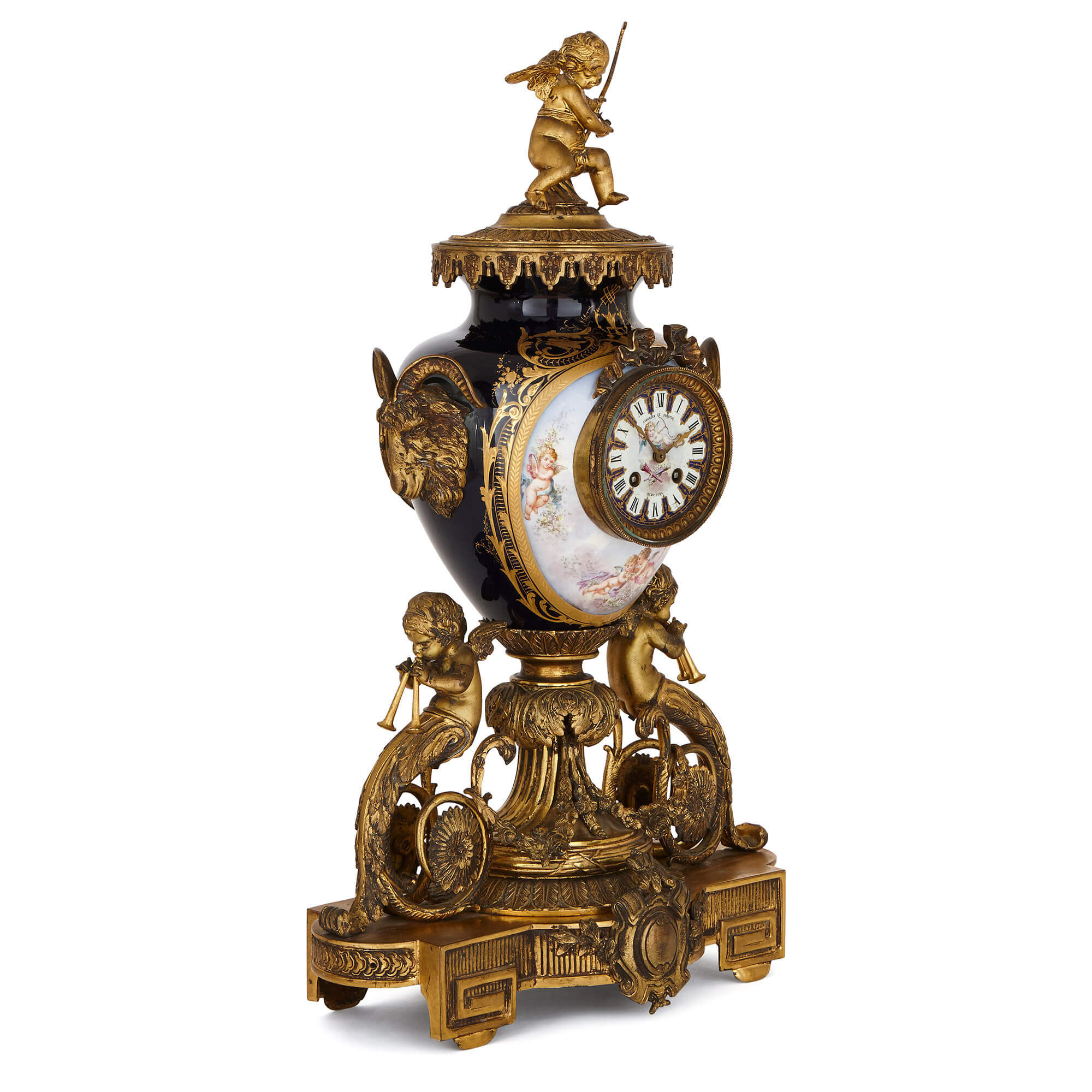 2000x2000 rococo style gilt bronze and sevres style porcelain clock