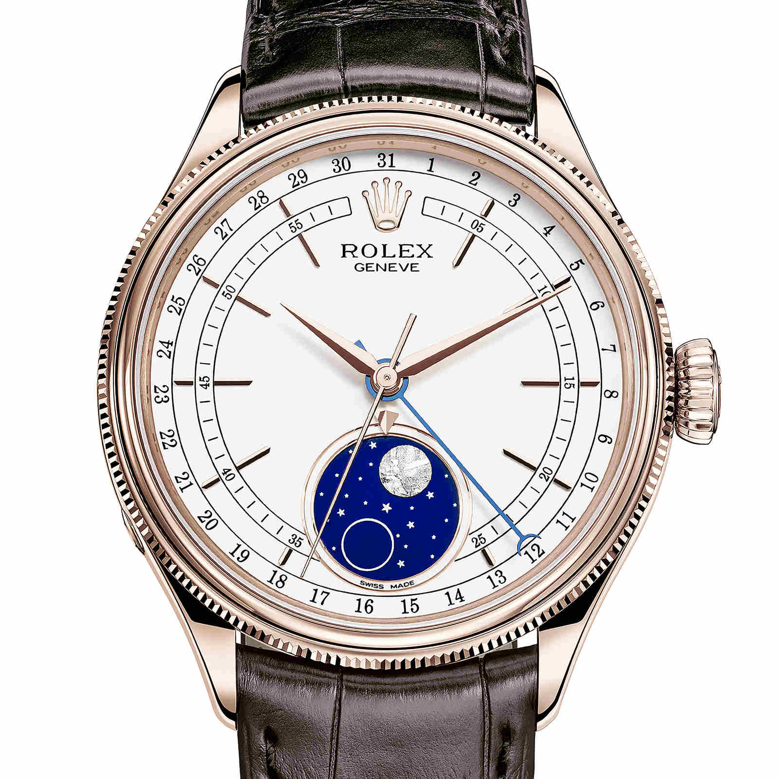 1600x1600 rolex cellini moonphase mm, ct everose gold, polished finish