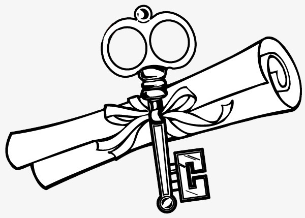 600x429 Roll With The Key Line Drawing, Unlock, Ribbon, Completion Png