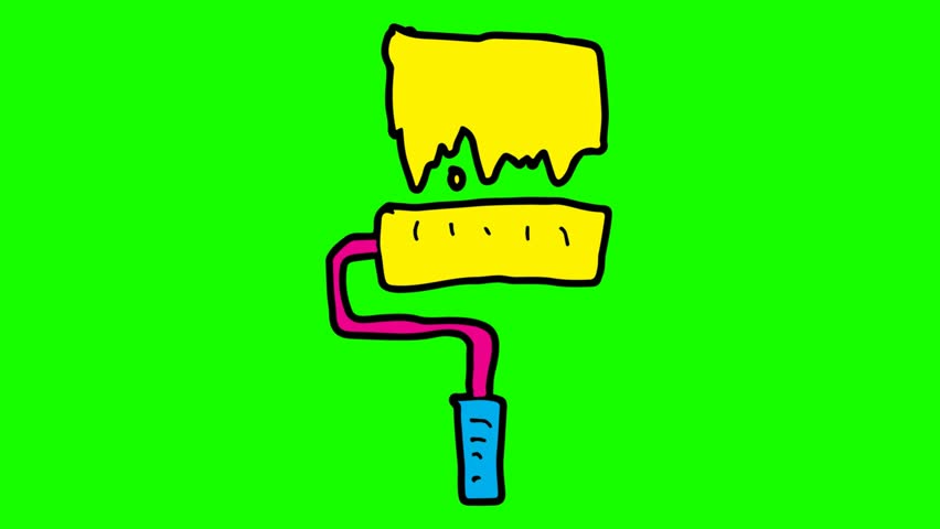852x480 Kids Drawing Green Screen With Theme Of Roller Brush