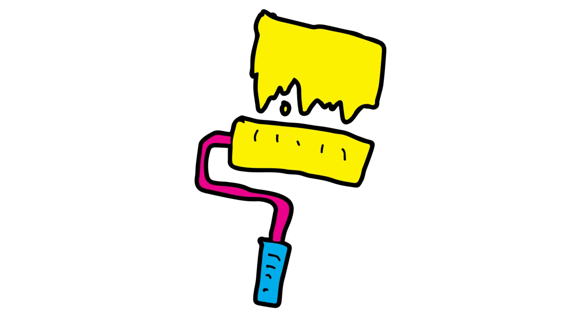 1920x1080 Kids Drawing White Screen With Theme Of Roller Brush Motion