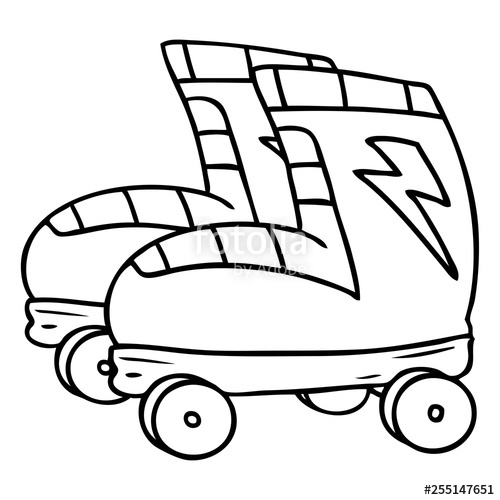 500x500 Line Drawing Doodle Of Roller Skates Stock Image And Royalty Free