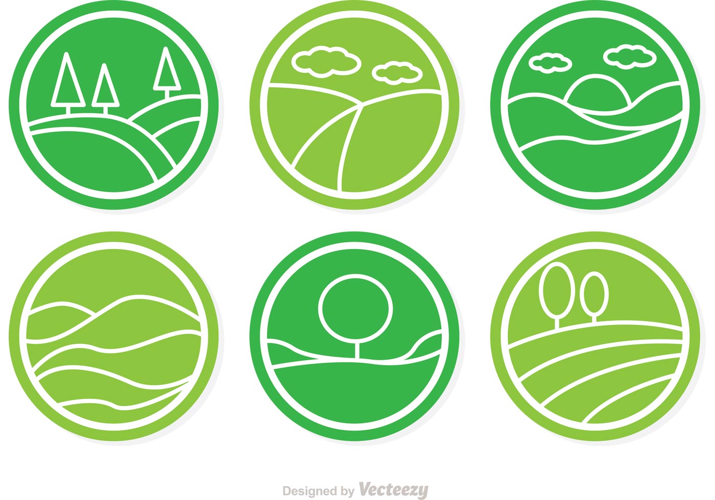 1400x980 Circular Vector Rolling Hills Icons